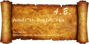 Asbóth Boglárka névjegykártya
