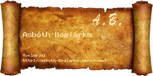 Asbóth Boglárka névjegykártya